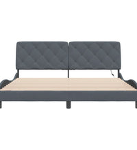 Bettgestell mit LED-Leuchten Dunkelgrau 180x200 cm Samt