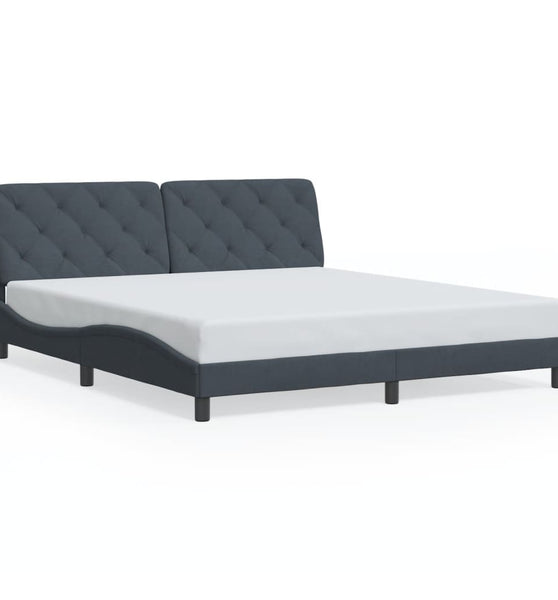 Bettgestell mit LED-Leuchten Dunkelgrau 180x200 cm Samt