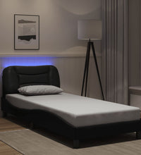 Bettgestell mit LED Schwarz 80x200 cm Kunstleder