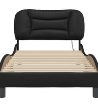 Bettgestell mit LED Schwarz 80x200 cm Kunstleder