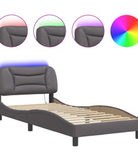 Bettgestell mit LED Grau 80x200 cm Kunstleder