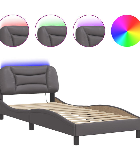Bettgestell mit LED Grau 80x200 cm Kunstleder