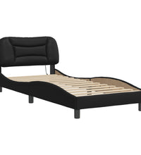 Bettgestell mit LED Schwarz 90x190 cm Kunstleder
