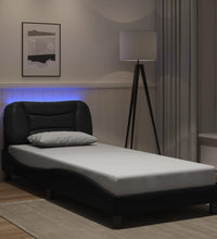 Bettgestell mit LED Schwarz 90x190 cm Kunstleder