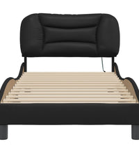 Bettgestell mit LED Schwarz 90x190 cm Kunstleder