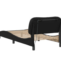 Bettgestell mit LED Schwarz 90x190 cm Kunstleder