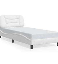 Bettgestell mit LED Weiß 90x190 cm Kunstleder