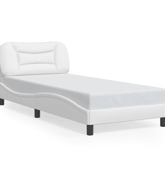 Bettgestell mit LED Weiß 90x190 cm Kunstleder