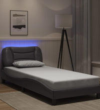 Bettgestell mit LED Grau 90x190 cm Kunstleder