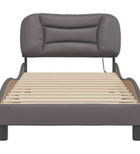 Bettgestell mit LED Grau 90x190 cm Kunstleder