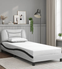 Bettgestell mit LED Weiß und Schwarz 90x190 cm Kunstleder