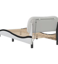 Bettgestell mit LED Weiß und Schwarz 90x190 cm Kunstleder