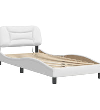 Bettgestell mit LED Weiß 90x200 cm Kunstleder