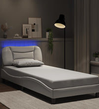 Bettgestell mit LED Weiß 90x200 cm Kunstleder