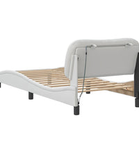 Bettgestell mit LED Weiß 90x200 cm Kunstleder