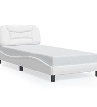 Bettgestell mit LED Weiß 90x200 cm Kunstleder