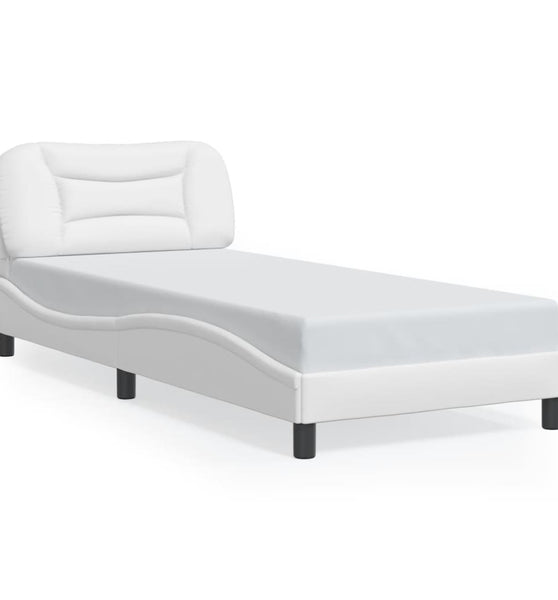 Bettgestell mit LED Weiß 90x200 cm Kunstleder