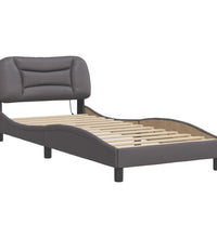 Bettgestell mit LED Grau 90x200 cm Kunstleder
