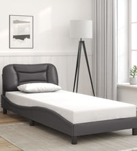 Bettgestell mit LED Grau 90x200 cm Kunstleder