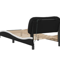 Bettgestell mit LED Schwarz und Weiß 90x200 cm Kunstleder