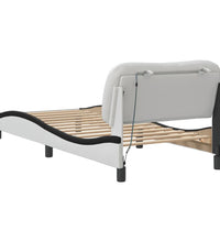 Bettgestell mit LED Weiß und Schwarz 90x200 cm Kunstleder