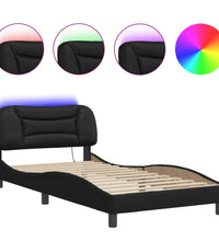 Bettgestell mit LED Schwarz 100x200 cm Kunstleder