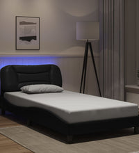 Bettgestell mit LED Schwarz 100x200 cm Kunstleder