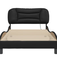 Bettgestell mit LED Schwarz 100x200 cm Kunstleder