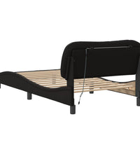 Bettgestell mit LED Schwarz 100x200 cm Kunstleder