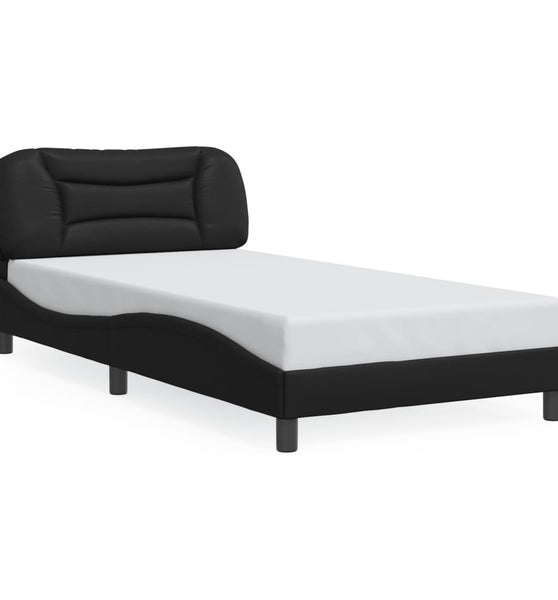 Bettgestell mit LED Schwarz 100x200 cm Kunstleder