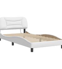 Bettgestell mit LED Weiß 100x200 cm Kunstleder