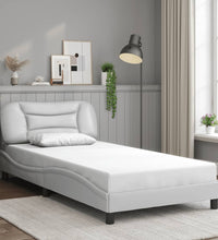 Bettgestell mit LED Weiß 100x200 cm Kunstleder