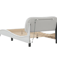 Bettgestell mit LED Weiß 100x200 cm Kunstleder