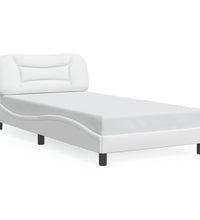 Bettgestell mit LED Weiß 100x200 cm Kunstleder