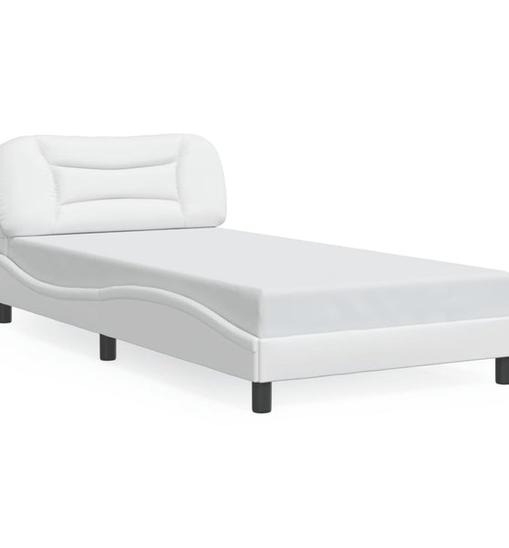 Bettgestell mit LED Weiß 100x200 cm Kunstleder