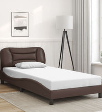 Bettgestell mit LED Braun 100x200 cm Kunstleder