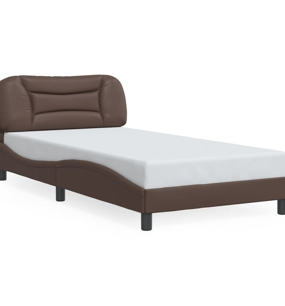 Bettgestell mit LED Braun 100x200 cm Kunstleder