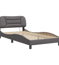 Bettgestell mit LED Grau 100x200 cm Kunstleder