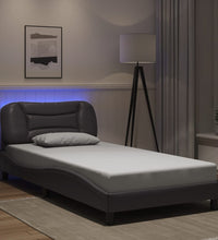 Bettgestell mit LED Grau 100x200 cm Kunstleder