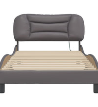Bettgestell mit LED Grau 100x200 cm Kunstleder