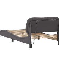 Bettgestell mit LED Grau 100x200 cm Kunstleder