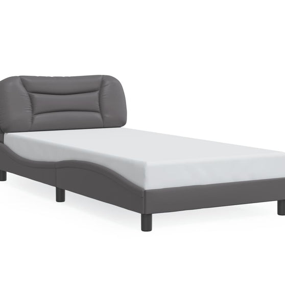 Bettgestell mit LED Grau 100x200 cm Kunstleder