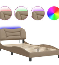 Bettgestell mit LED Cappuccino-Braun 100x200 cm Kunstleder