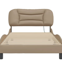 Bettgestell mit LED Cappuccino-Braun 100x200 cm Kunstleder