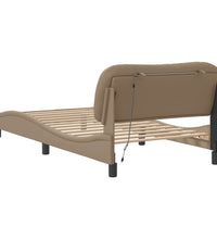 Bettgestell mit LED Cappuccino-Braun 100x200 cm Kunstleder