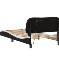 Bettgestell mit LED Schwarz und Weiß 100x200 cm Kunstleder