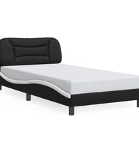 Bettgestell mit LED Schwarz und Weiß 100x200 cm Kunstleder