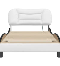 Bettgestell mit LED Weiß und Schwarz 100x200 cm Kunstleder