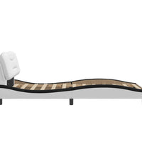 Bettgestell mit LED Weiß und Schwarz 100x200 cm Kunstleder