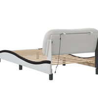 Bettgestell mit LED Weiß und Schwarz 100x200 cm Kunstleder